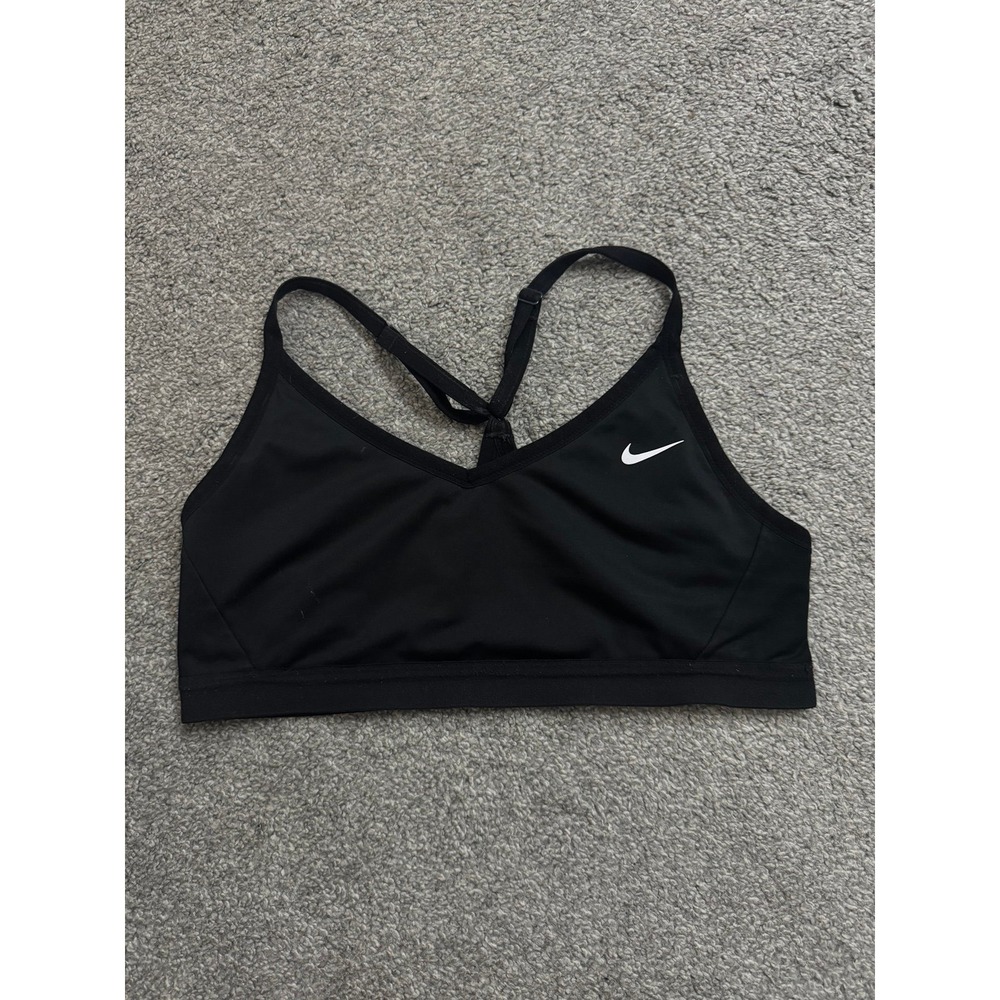 Nike Dri Fit Sports Bra Black Adjustable Racerback Mesh Women Large